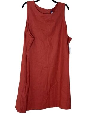 NWT Old Navy Rust Red A-Line linen blend Dress with pockets. Size 3X